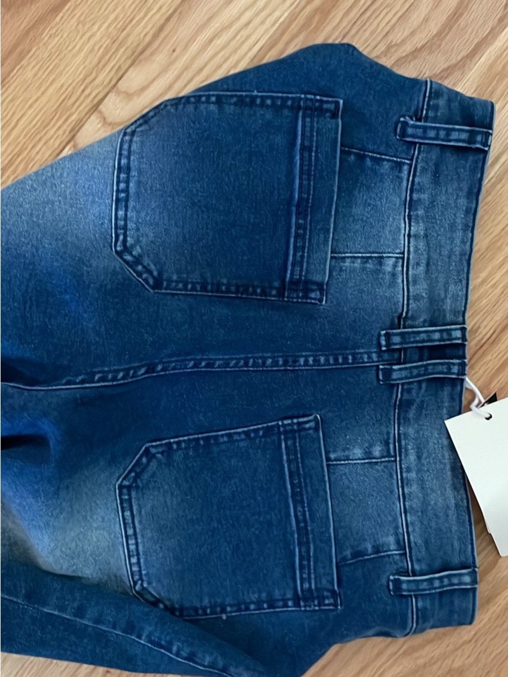 Dark Wash Denim Jeans with Back Patch Pockets